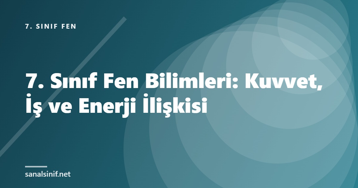 7. Sınıf Fen Bilimleri: Kuvvet, İş ve Enerji İlişkisi