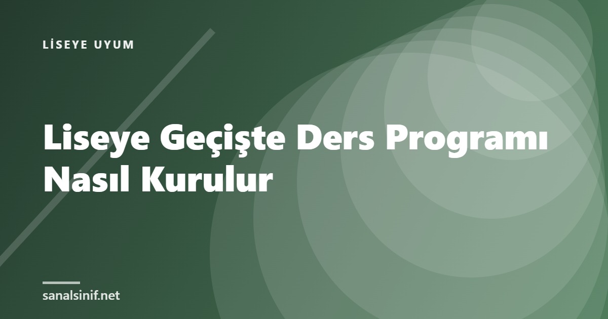 Liseye Geçişte Ders Programı Nasıl Kurulur